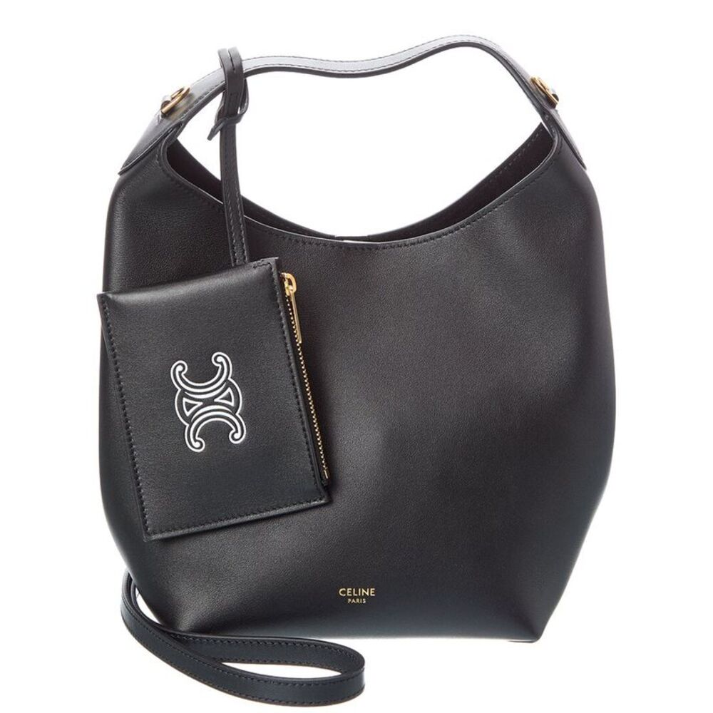Celine Leather Shoulder Bag, Black